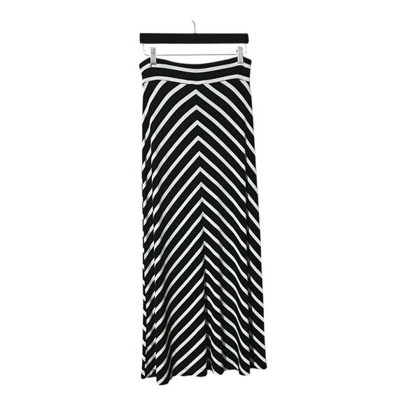 Travelers by Chico's Womens Size 1 Small Black White Chevron Stripe Long Skirt - Picture 3 of 4